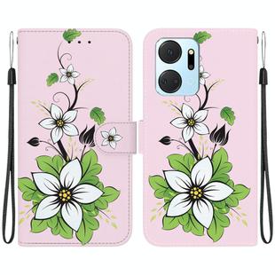 For Honor X7a Crystal Texture Colored Drawing Leather Phone Case(Lily)