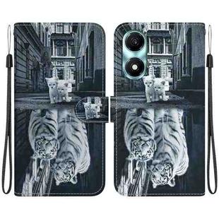 For Honor X5 Plus / Play 40C Crystal Texture Colored Drawing Leather Phone Case(Cat Tiger Reflection)