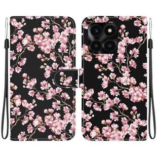 For Honor X6a Crystal Texture Colored Drawing Leather Phone Case(Plum Bossom)