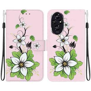 For Honor 200 Crystal Texture Colored Drawing Leather Phone Case(Lily)