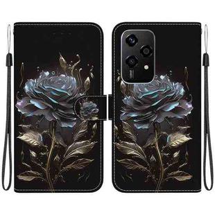 For Honor 200 Lite Global Crystal Texture Colored Drawing Leather Phone Case(Black Rose)