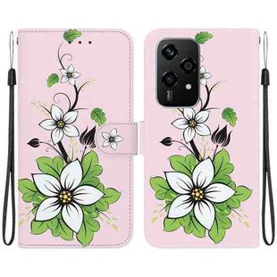 For Honor 200 Lite Global Crystal Texture Colored Drawing Leather Phone Case(Lily)