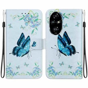 For Honor 200 Pro Crystal Texture Colored Drawing Leather Phone Case(Blue Pansies)