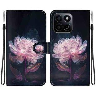 For Honor Play 60 Plus Crystal Texture Colored Drawing Leather Phone Case(Purple Peony)