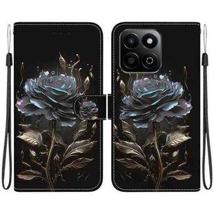 For Honor Play 60 Plus Crystal Texture Colored Drawing Leather Phone Case(Black Rose)