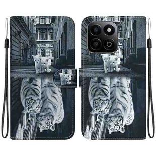 For Honor Play 60 Plus Crystal Texture Colored Drawing Leather Phone Case(Cat Tiger Reflection)