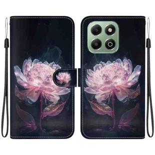 For Honor X6b Crystal Texture Colored Drawing Leather Phone Case(Purple Peony)