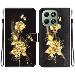 For Honor X6b Crystal Texture Colored Drawing Leather Phone Case(Gold Butterfly Rose)