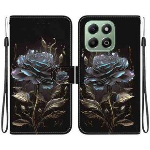 For Honor X6b Crystal Texture Colored Drawing Leather Phone Case(Black Rose)