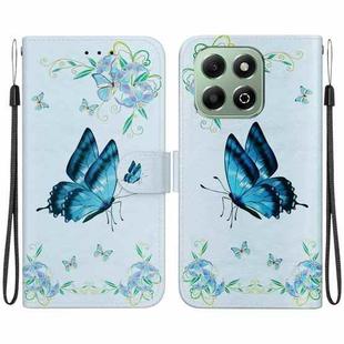 For Honor X6b Crystal Texture Colored Drawing Leather Phone Case(Blue Pansies)