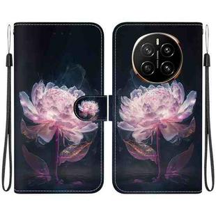 For Honor Magic7 Crystal Texture Colored Drawing Leather Phone Case(Purple Peony)