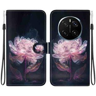 For Honor Magic7 Pro Crystal Texture Colored Drawing Leather Phone Case(Purple Peony)