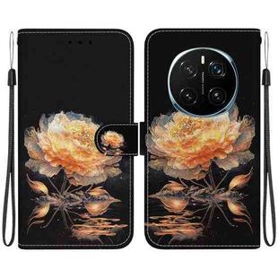 For Honor Magic7 Pro Crystal Texture Colored Drawing Leather Phone Case(Gold Peony)