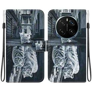 For Honor Magic7 Pro Crystal Texture Colored Drawing Leather Phone Case(Cat Tiger Reflection)