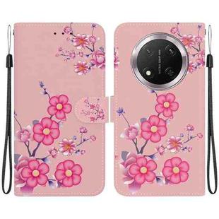 For Honor X9c Crystal Texture Colored Drawing Leather Phone Case(Cherry Blossoms)