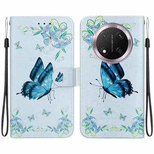 For Honor X9c Crystal Texture Colored Drawing Leather Phone Case(Blue Pansies)