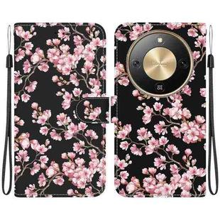 For Honor X70 5G Crystal Texture Colored Drawing Leather Phone Case(Plum Bossom)