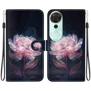 For Honor Play 70 Plus Crystal Texture Colored Drawing Leather Phone Case(Purple Peony)