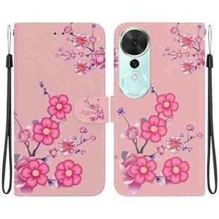 For Honor Play 70 Plus Crystal Texture Colored Drawing Leather Phone Case(Cherry Blossoms)