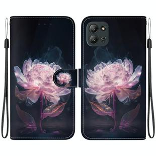 For Infinix Hot 11 2022 Crystal Texture Colored Drawing Leather Phone Case(Purple Peony)