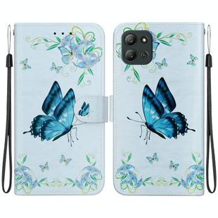 For Infinix Hot 11 2022 Crystal Texture Colored Drawing Leather Phone Case(Blue Pansies)