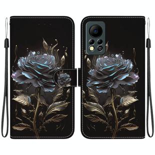 For Infinix Hot 11s NFC X6812B Crystal Texture Colored Drawing Leather Phone Case(Black Rose)