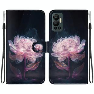 For Infinix Hot 12 Crystal Texture Colored Drawing Leather Phone Case(Purple Peony)