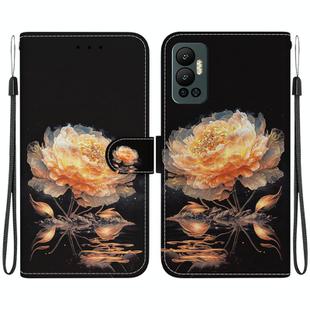 For Infinix Hot 12 Crystal Texture Colored Drawing Leather Phone Case(Gold Peony)