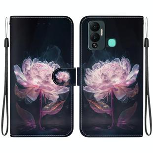 For Infinix Hot 12 Play Crystal Texture Colored Drawing Leather Phone Case(Purple Peony)