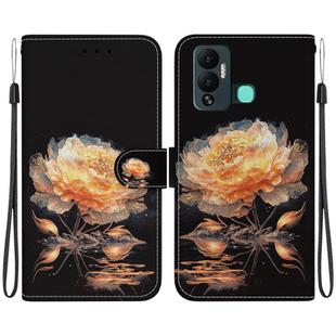 For Infinix Hot 12 Play Crystal Texture Colored Drawing Leather Phone Case(Gold Peony)