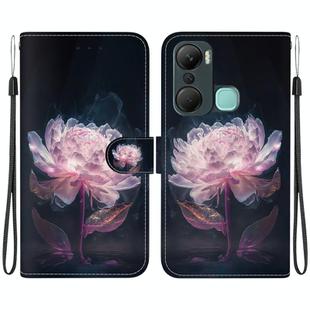 For Infinix Hot 12 Pro Crystal Texture Colored Drawing Leather Phone Case(Purple Peony)