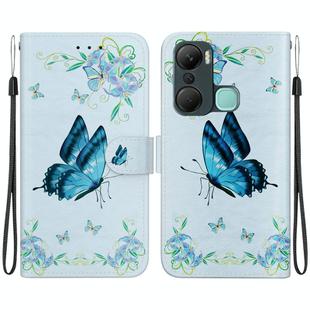 For Infinix Hot 12 Pro Crystal Texture Colored Drawing Leather Phone Case(Blue Pansies)