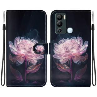 For Infinix Hot 12i Crystal Texture Colored Drawing Leather Phone Case(Purple Peony)