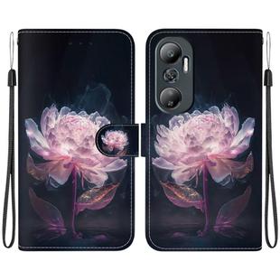 For Infinix Hot 20 Crystal Texture Colored Drawing Leather Phone Case(Purple Peony)