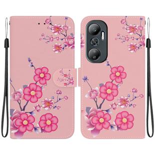 For Infinix Hot 20 Crystal Texture Colored Drawing Leather Phone Case(Cherry Blossoms)