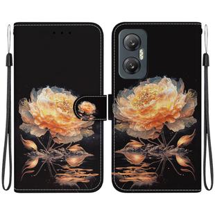 For Infinix Hot 20 5G Crystal Texture Colored Drawing Leather Phone Case(Gold Peony)