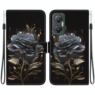 For Infinix Hot 20 5G Crystal Texture Colored Drawing Leather Phone Case(Black Rose)