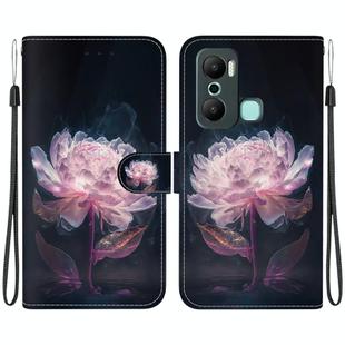 For Infinix Hot 20 Play Crystal Texture Colored Drawing Leather Phone Case(Purple Peony)