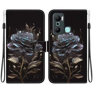 For Infinix Hot 20 Play Crystal Texture Colored Drawing Leather Phone Case(Black Rose)