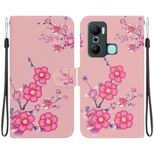 For Infinix Hot 20 Play Crystal Texture Colored Drawing Leather Phone Case(Cherry Blossoms)