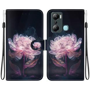 For Infinix Hot 20i Crystal Texture Colored Drawing Leather Phone Case(Purple Peony)