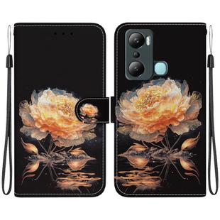 For Infinix Hot 20i Crystal Texture Colored Drawing Leather Phone Case(Gold Peony)
