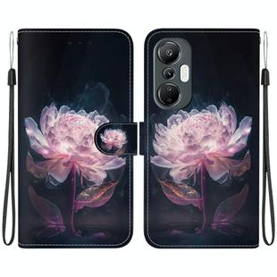 For Infinix Hot 20S Crystal Texture Colored Drawing Leather Phone Case(Purple Peony)