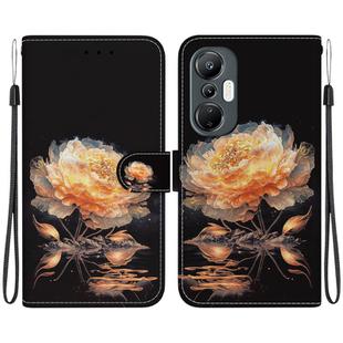 For Infinix Hot 20S Crystal Texture Colored Drawing Leather Phone Case(Gold Peony)