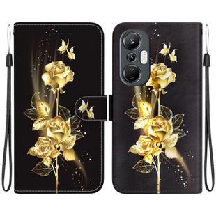 For Infinix Hot 20S Crystal Texture Colored Drawing Leather Phone Case(Gold Butterfly Rose)