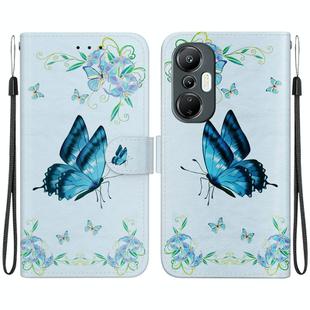 For Infinix Hot 20S Crystal Texture Colored Drawing Leather Phone Case(Blue Pansies)