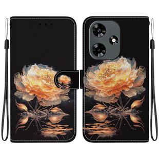 For Infinix Hot 30 Crystal Texture Colored Drawing Leather Phone Case(Gold Peony)