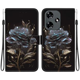 For Infinix Hot 30 Crystal Texture Colored Drawing Leather Phone Case(Black Rose)