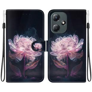 For Infinix Hot 30 Play X6835 Crystal Texture Colored Drawing Leather Phone Case(Purple Peony)