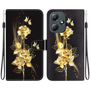 For Infinix Hot 30 Play X6835 Crystal Texture Colored Drawing Leather Phone Case(Gold Butterfly Rose)